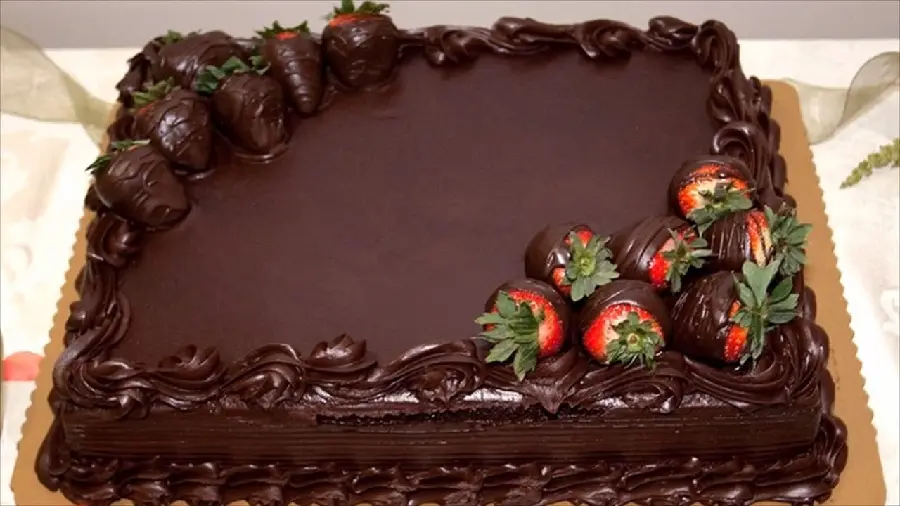 A photo of a tempting chocolate cake for an adult's birthday