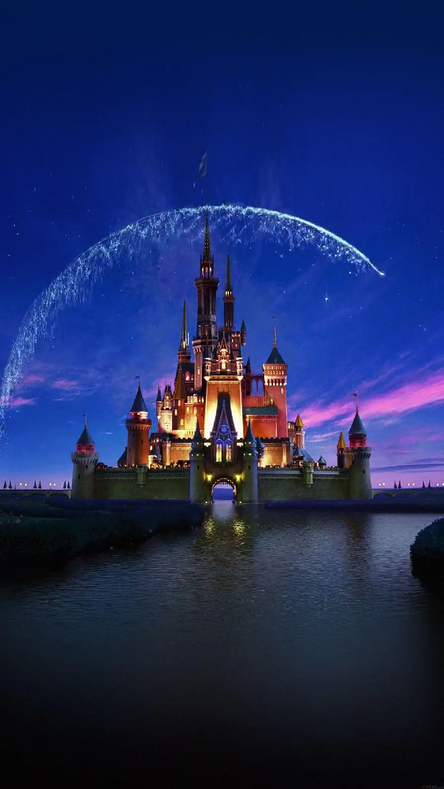 The most memorable background of the illuminated Walt Disney mansion and palace 