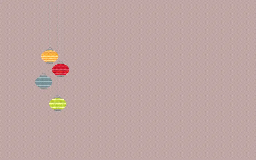 Minimalist Hanging Colorful Orbs on Simple Background