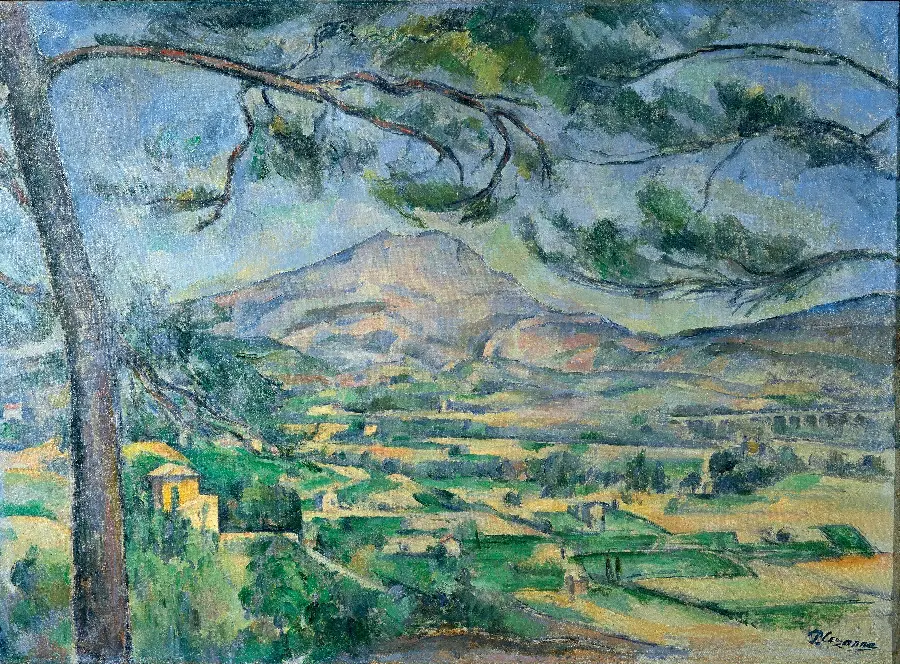 Photo of a painting of Mont Sainte-Victoria by Paul Cezanne