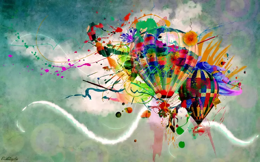 An interesting suggested wallpaper of a colorful balloon design flying in the sky 
