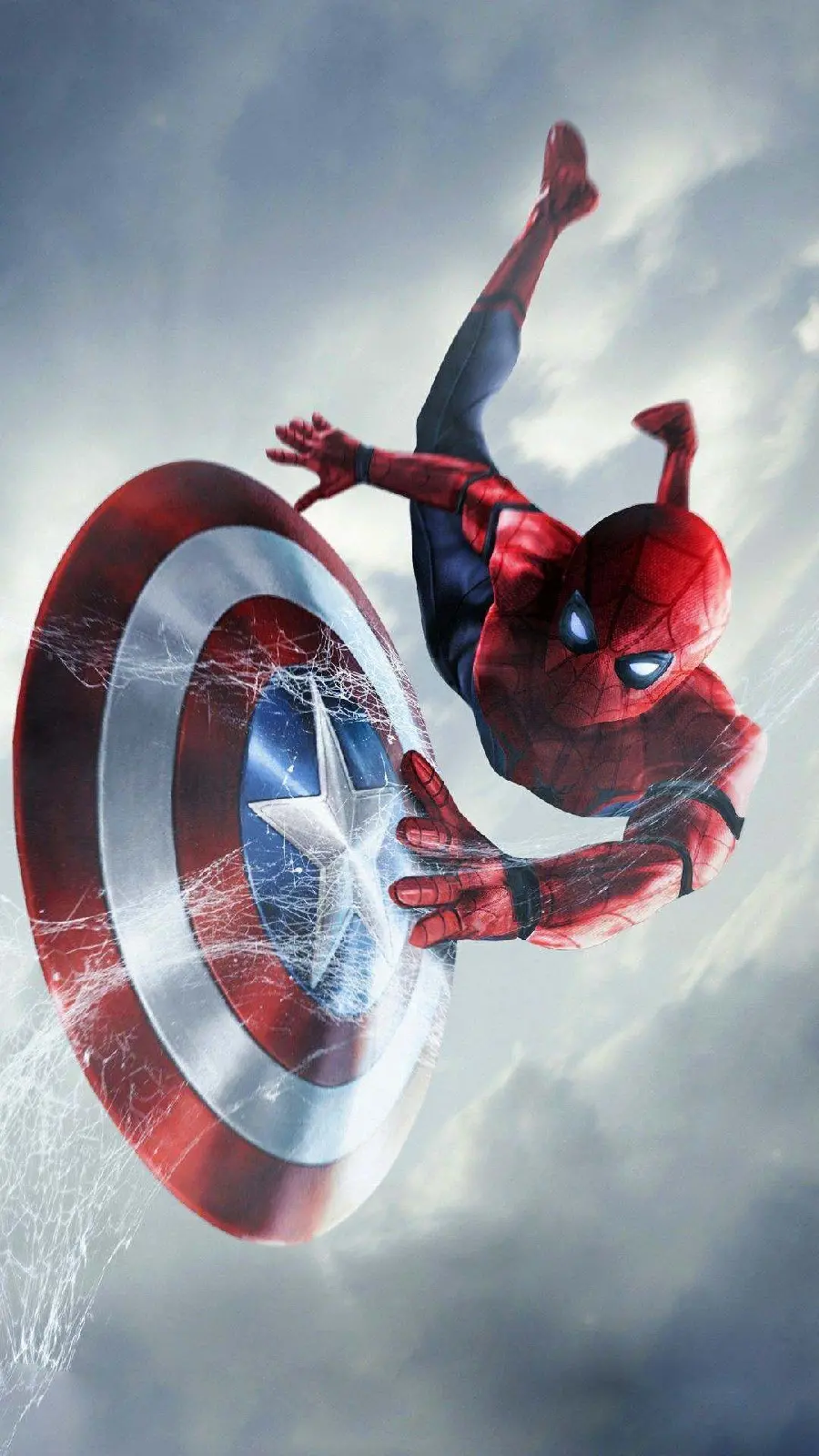 Very good and spectacular wallpaper of Spider-Man suspended in the air 