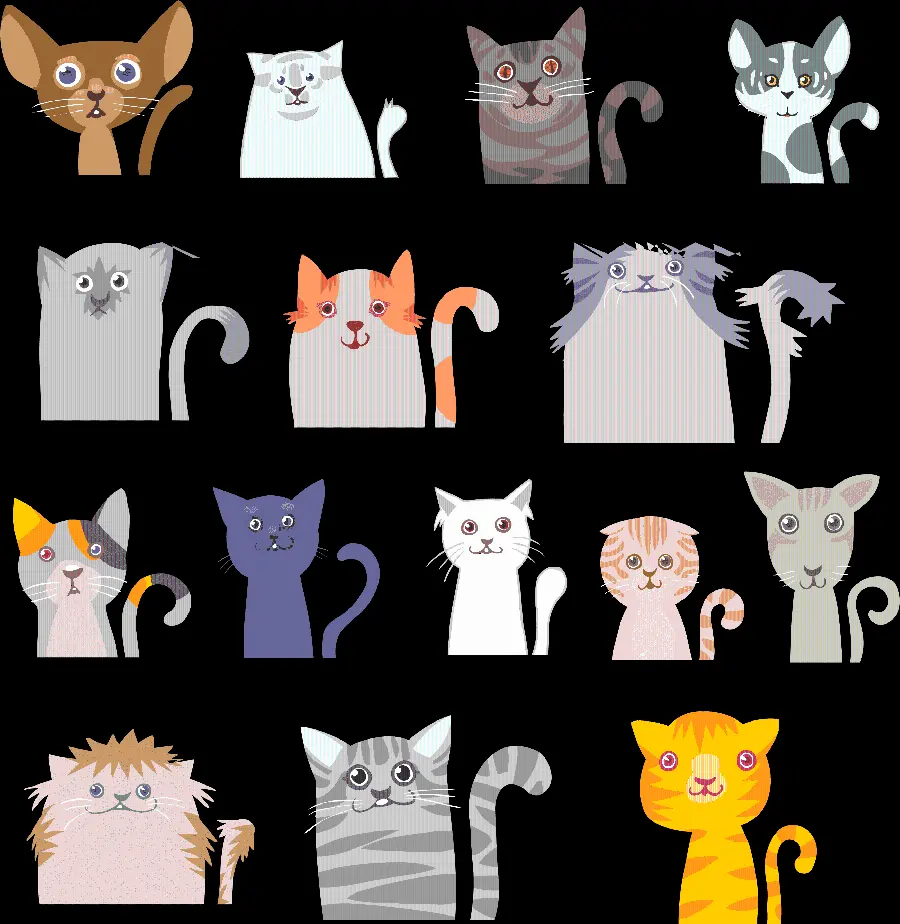 Download PNG image of cute and funny cat drawings