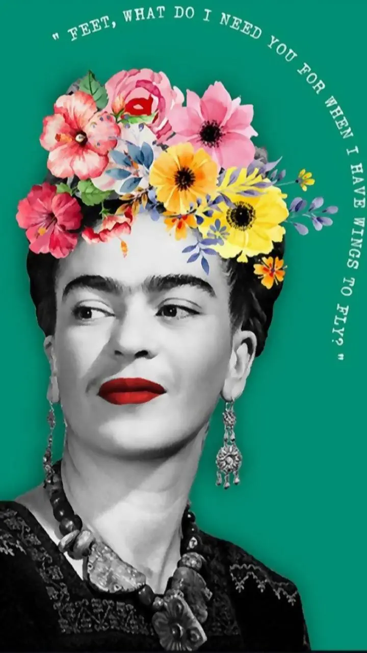 Download the incredibly beautiful and spectacular photo of Frida Kahlo with a simple background 