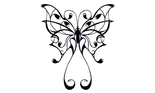 Beautiful and beautiful butterfly tattoo design stock image for girls