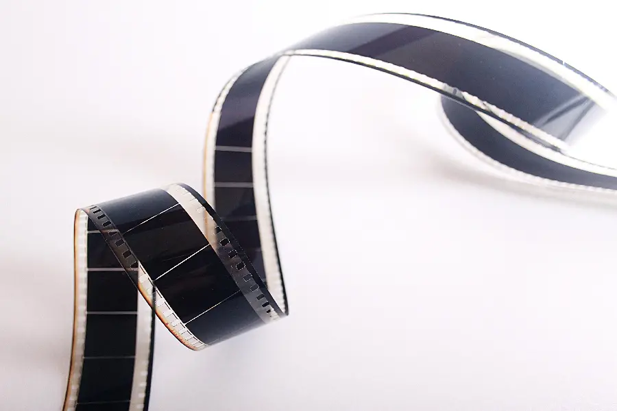 Stock image of a cinema strip on a white and simple background and free download 
