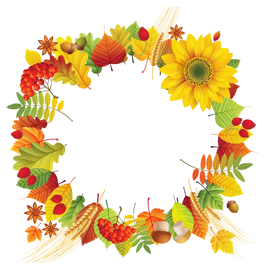 Download high-quality PNG image of a circular frame with an autumn design