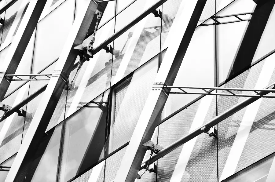 Free download black and white photo of a steel building