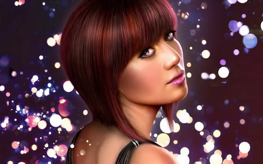 Background photo with an interesting design of a beautiful and cheerful girl for your profile 