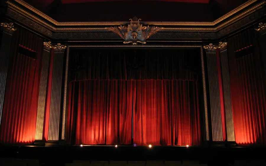 Beautiful photo of the view of the stage of the theater in the classical style 