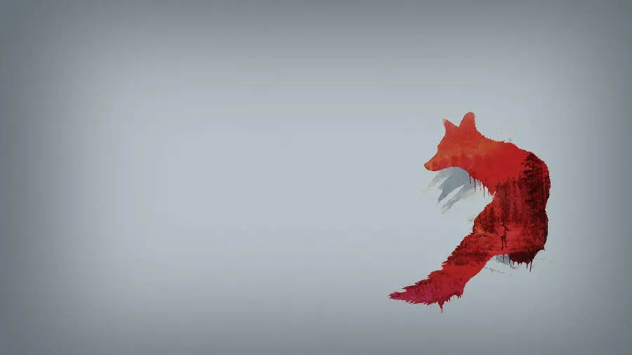 The most mysterious minimalist photo of a fox with a simple background and no design 