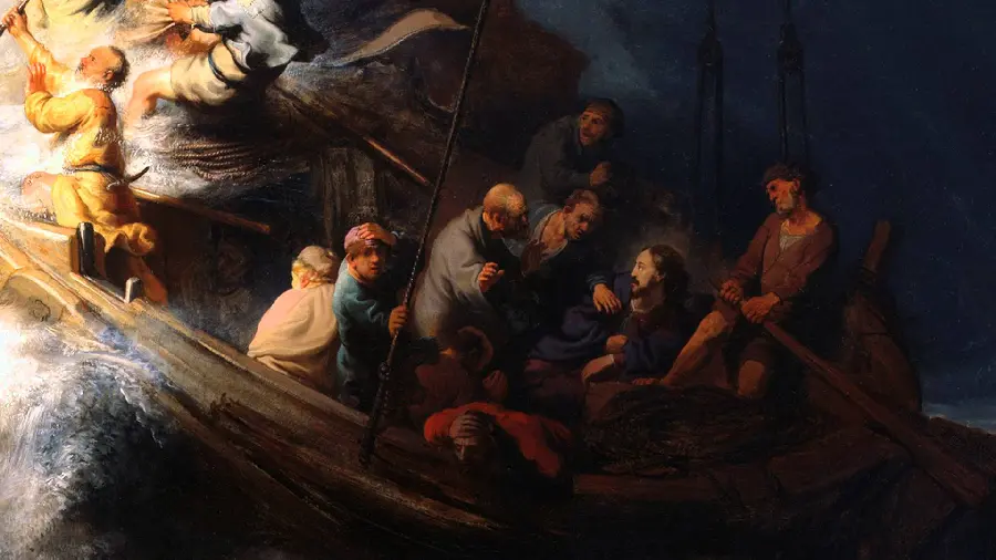 Zoomed wallpaper from the painting Storm on the Sea of ​​Galilee by Rembrandt
