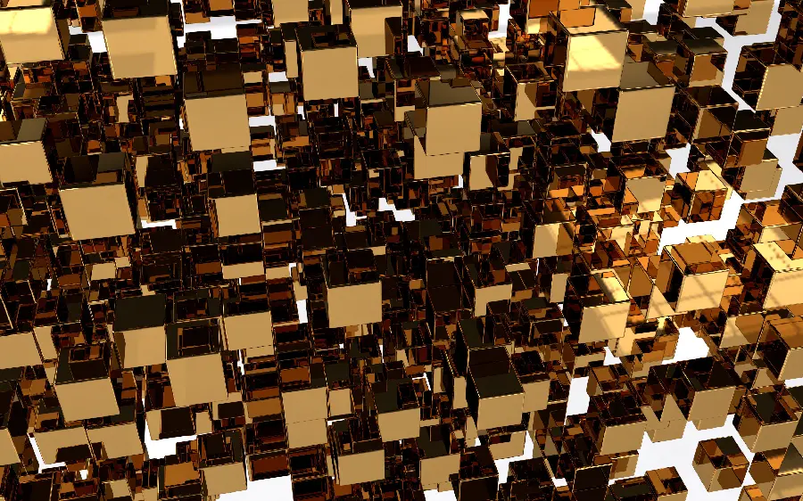 Full HD quality background of golden cubes