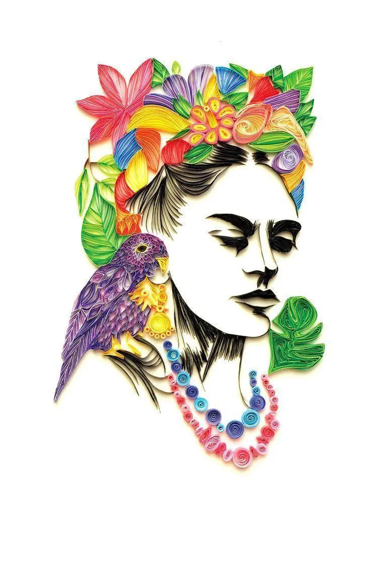 Download the free graphic background photo of Frida Kahlo with white wallpaper 