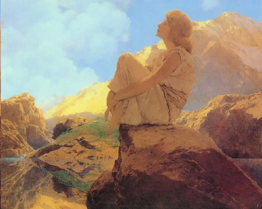 Photo of morning painting by Maxfield Parrish, American painter