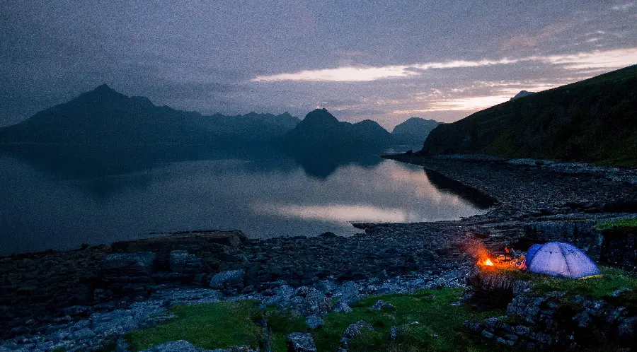 Background of a dreamy camp space by the lake for walking and recreation