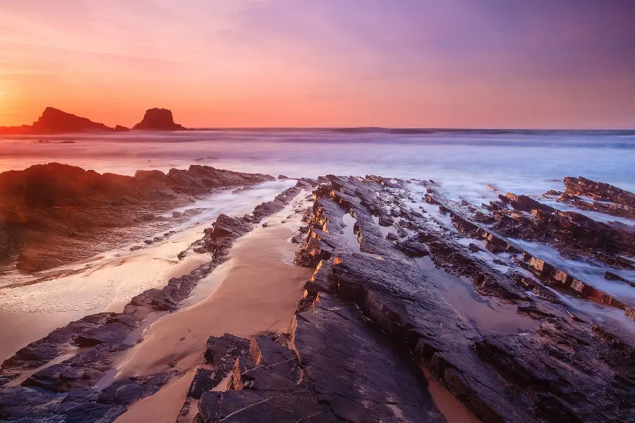Wallpaper of a landscape of layered rocks in nature for desktop background