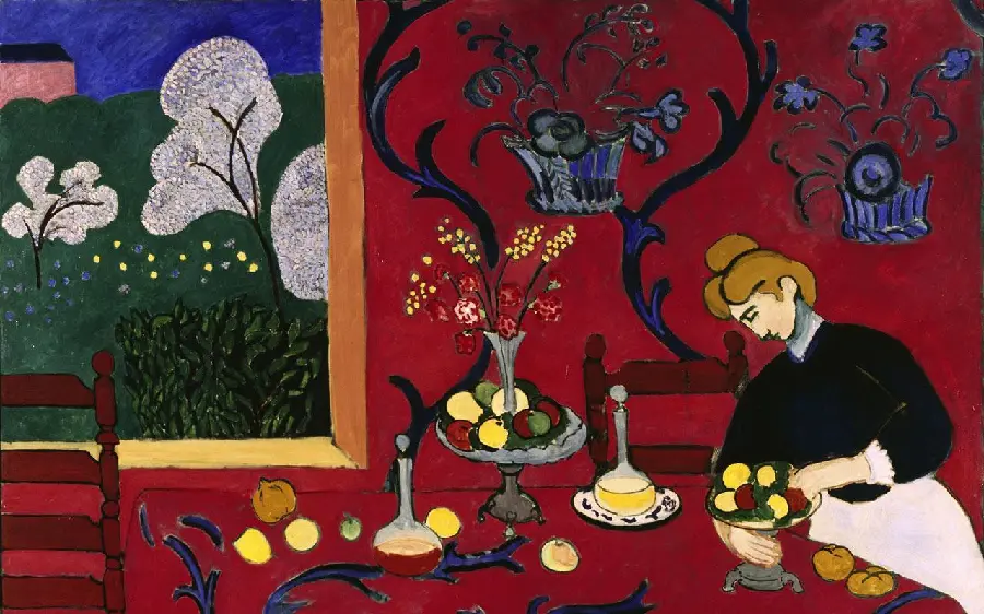 Fauvist painting The Red Harmony Room 1908 Masterpiece by Matisse in the Hermitage Museum 