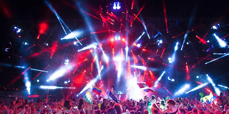 Stock Image of Professional and High Quality Foreign Crowded Music Festival