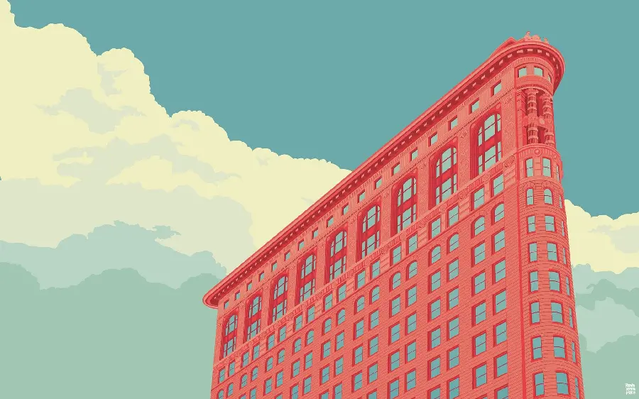 Minimalist building photo with orange bricks Color