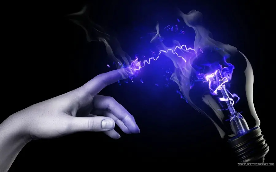 Interesting photo of electricity installation with human hands for profile and advertising project 