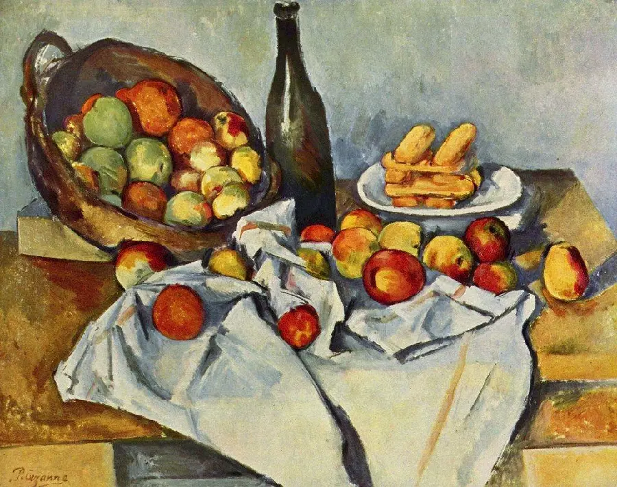 Picture of a painting drawn from a basket of apples by the beautiful Paul Cezanne