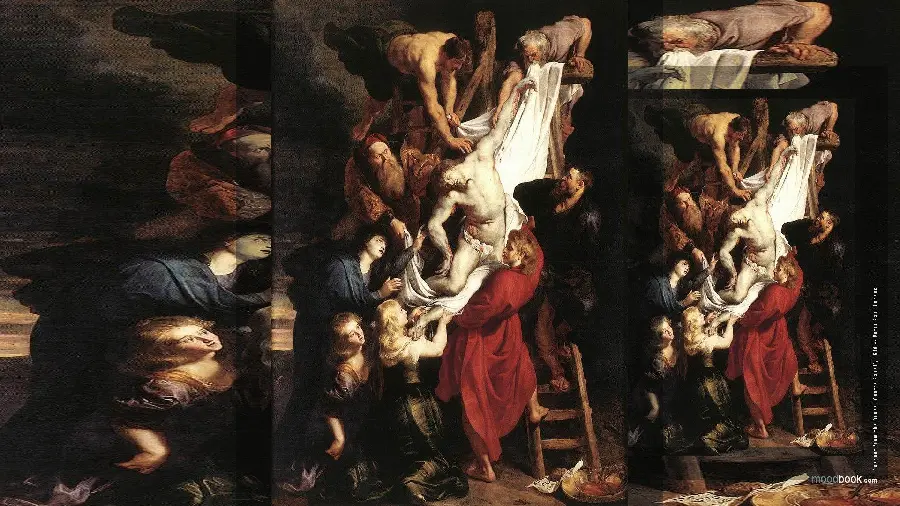 Renaissance painting of Jesus Christ and his entourage 
