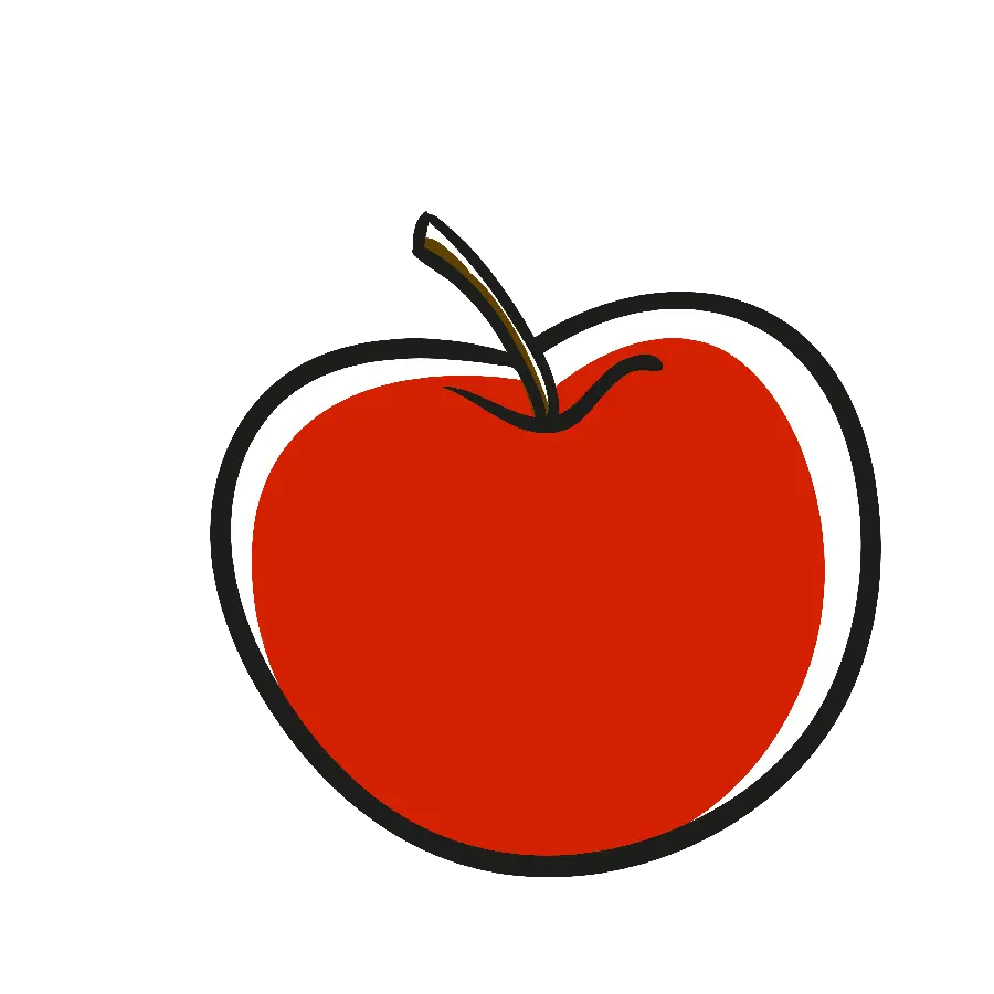 Simple png graphic png image of a red apple Cut out without background 
