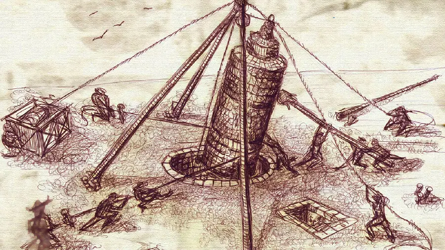 Download photo of Leonardo da Vinci's initial design in the invention of the suspension bridge 