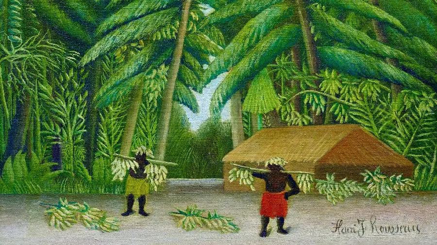 Image of an adventure painting in Africa by the famous self-taught French painter Henri Rousseau