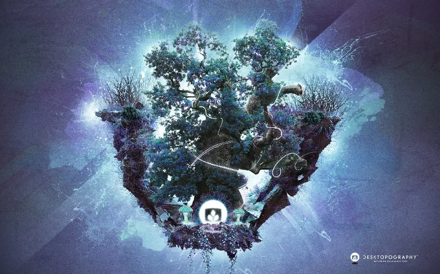 Background image of the tree of life and the light of hope in full HD quality