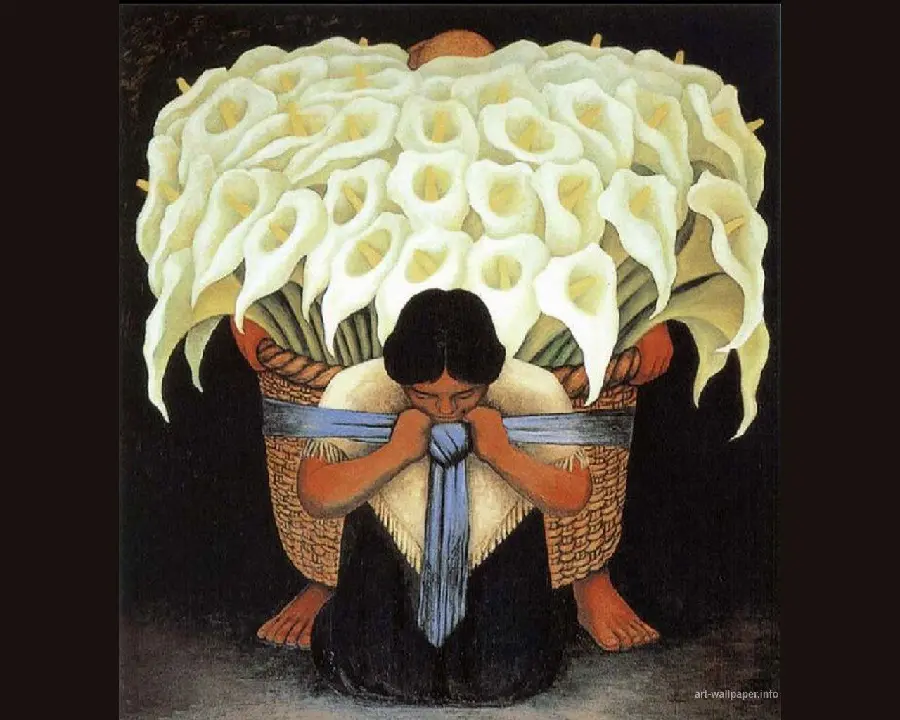 Painting The Seller of Alcatraz by Diego Rivera (1942)