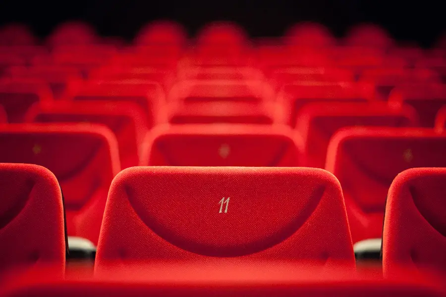 Spectacular wallpaper of red cinema seats