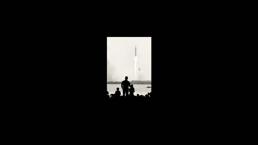 Interesting Image of People Watching a Rocket Launch in Minimalist Design