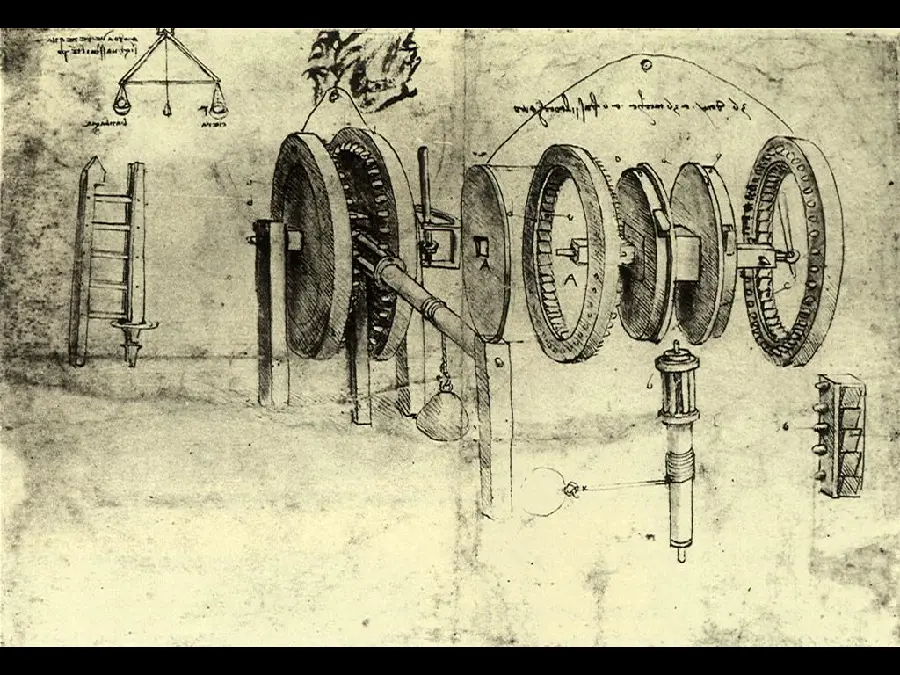 Download the photo of the initial drawing of the famous theory of Leonardo da Vinci in high quality 