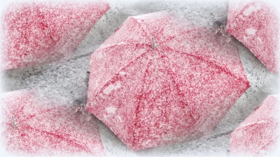 Download stylish profile picture of a girl with a pink snow umbrella on a white background