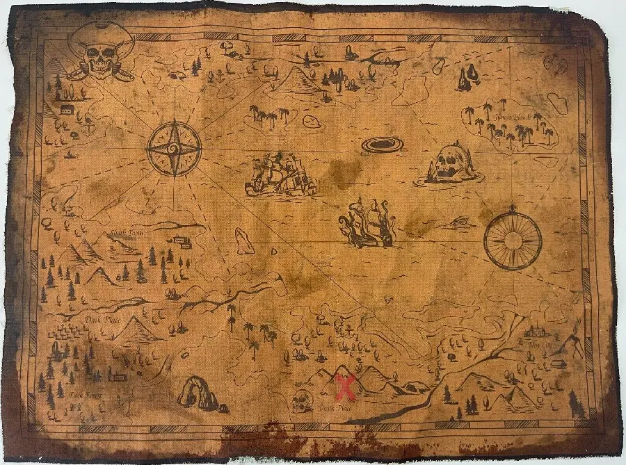 Old and historical pirate treasure map photo