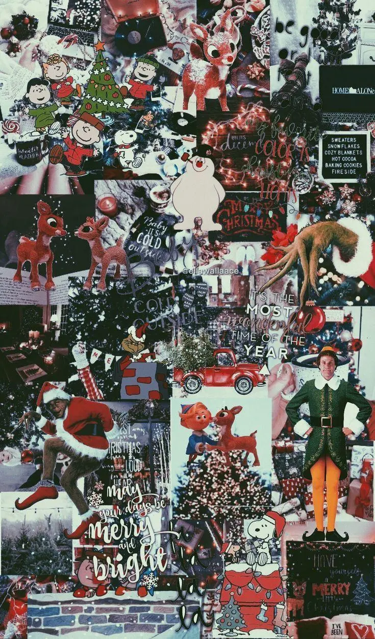 Combined photo collage with a Christmas theme for winter wallpaper 