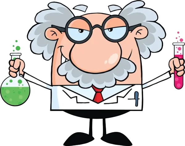 Cute photo of a computer graphic drawing of a professor and a scientist in chemistry 