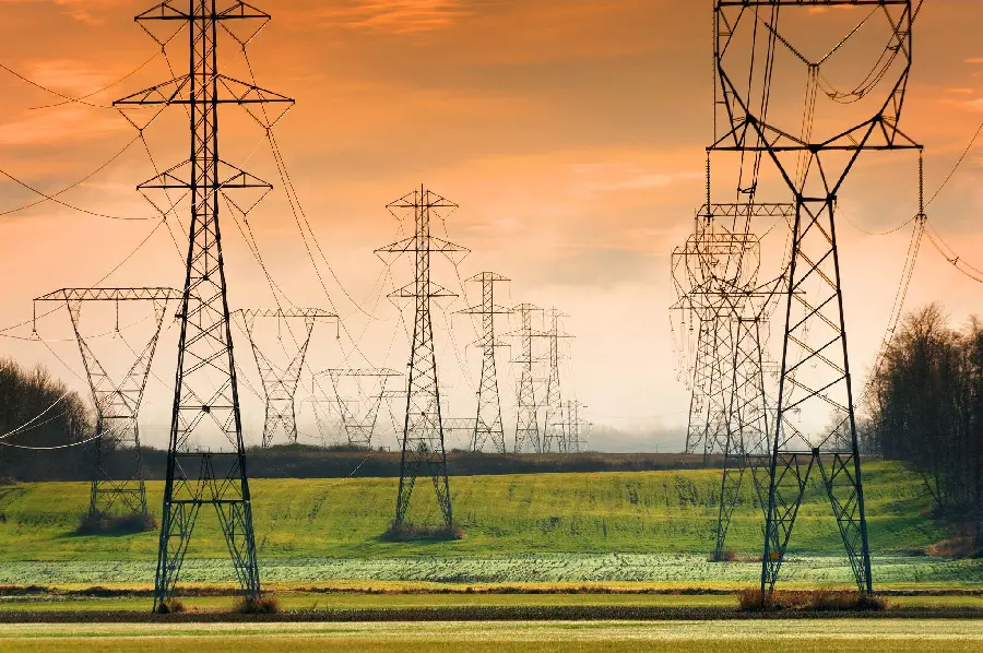 Simple and unedited image of the electricity power plant with a sunset view