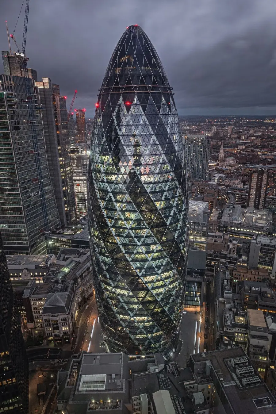 Stock photo of modern and luxurious Gherkin skyscraper in the City of London