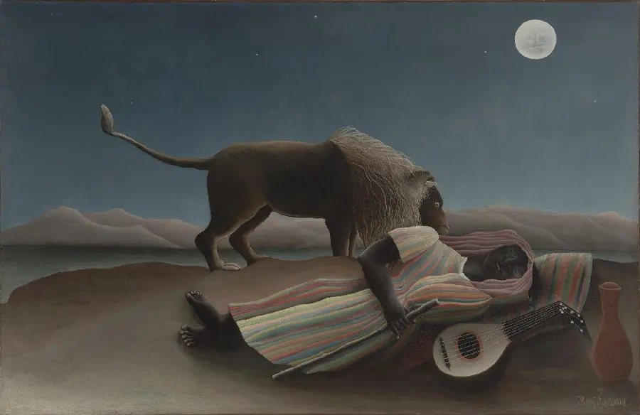 Download the painting Sleeping Gypsy by the famous French painter Henri Rousseau 
