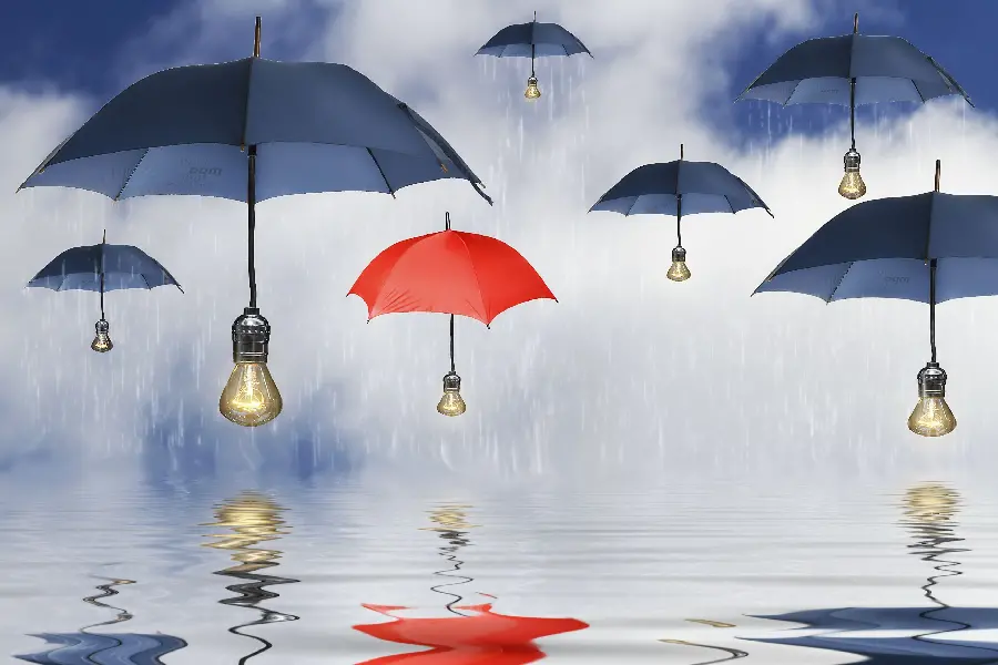 New creative and artistic photo of umbrella and lamp design for advertising 