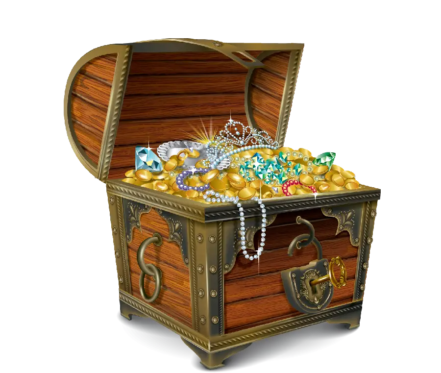 Download PNG Image of Pirate Treasure Chest Full of Gold and Diamonds and Jewels