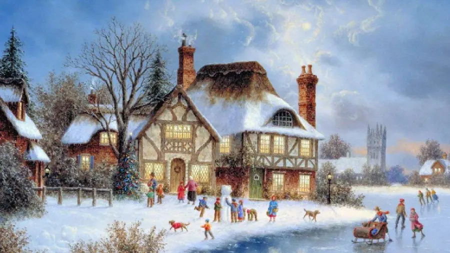 Download a beautiful photo of a special painting with a winter theme for printing and decorating
