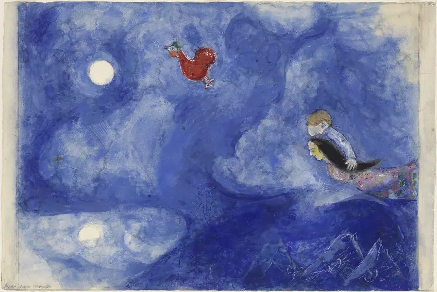 Wallpaper of a group playing guitar by the famous artist Marc Chagall