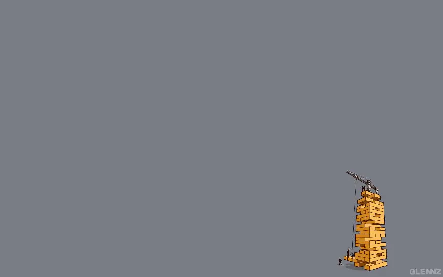Minimalist Building Under Construction Wallpaper on Gray Background