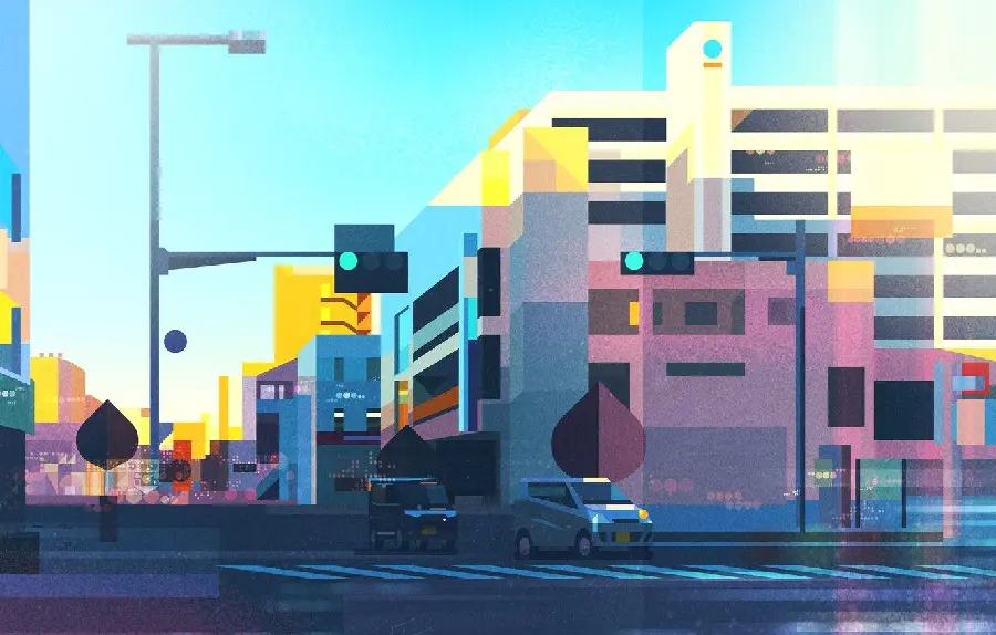 Attractive and beautiful minimalist wallpaper of building and street