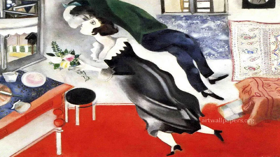 Photo of a painting by the famous works of Marc Chagall, the outstanding hybrid painter 