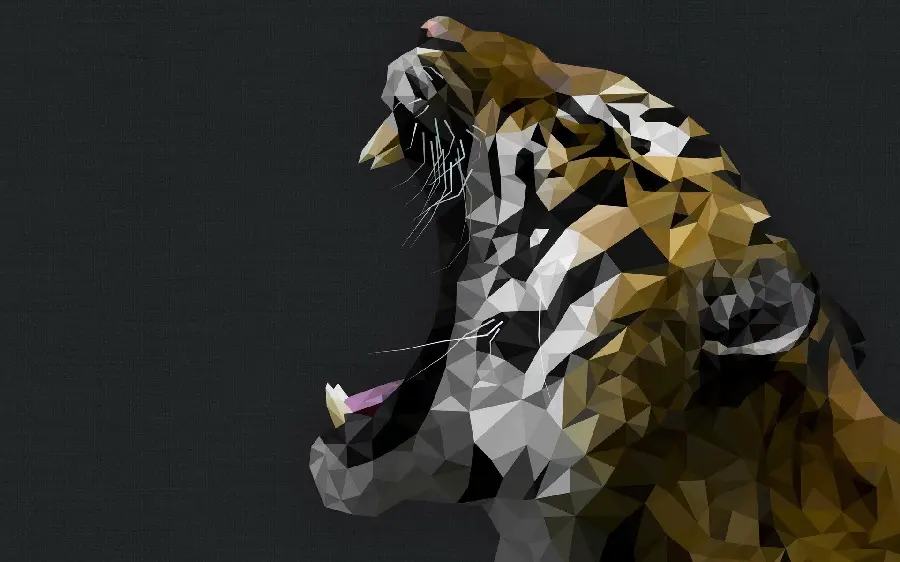 Angry Tiger Checkered Wallpaper on Black Background